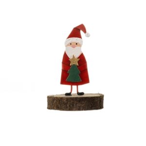 Tin Santa on Wooden Block