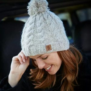 Oatmeal Mohair Bobble Beanie