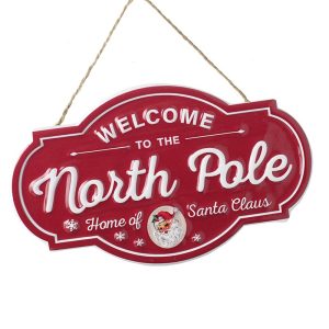 Metal Christmas Sign - Welcome To The North Pole