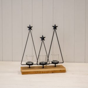 Black Metal Triple Tree Tealight Holder
