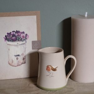 Robin Small Jug - Cream, Green Base