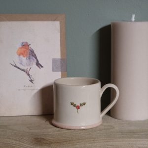 Holly Espresso Mug - Cream, Pink Base