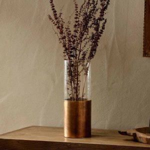 Khila Metal And Glass Vase
