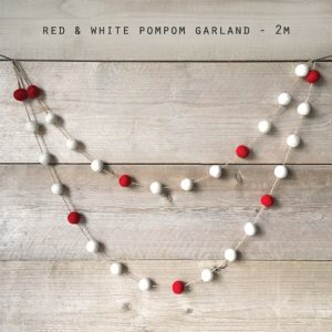 Red and White Felt Pom Garland