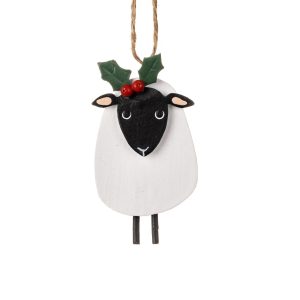 Hanging Christmas Sheep Decoration - Holly