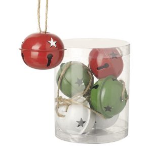 Metal Christmas Bells - Green, Red, White