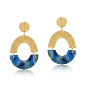 Camille Black Blue Green Round Earrings