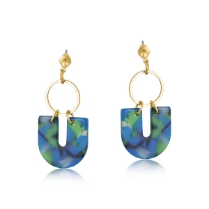 Camille Black Blue Green Statement Earrings