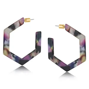 Camille Purple Grey Hexagon Earrings