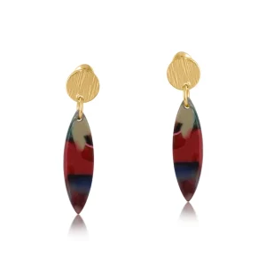 Camille Red Blue Dangle Earrings
