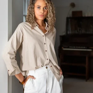 Nola Striped Shirt - Beige/Ecru